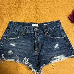 Forever 21 Dark Blue Distressed Jean Shorts